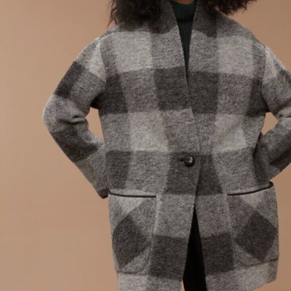 Grey Plaid Aritzia Neelam Wool Jacket Size XS - Picture 1 of 5